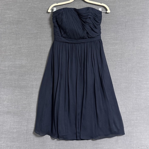 J. Crew Dresses & Skirts - J Crew Dress 4 Navy Blue Silk Strapless Pleated Ruched Cocktail‎ Formal Party